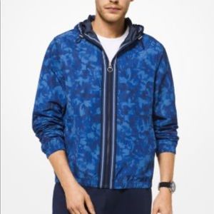 NEW Mens Michael Kors Collection Blue Windbreaker Jacket with Hood Size Small